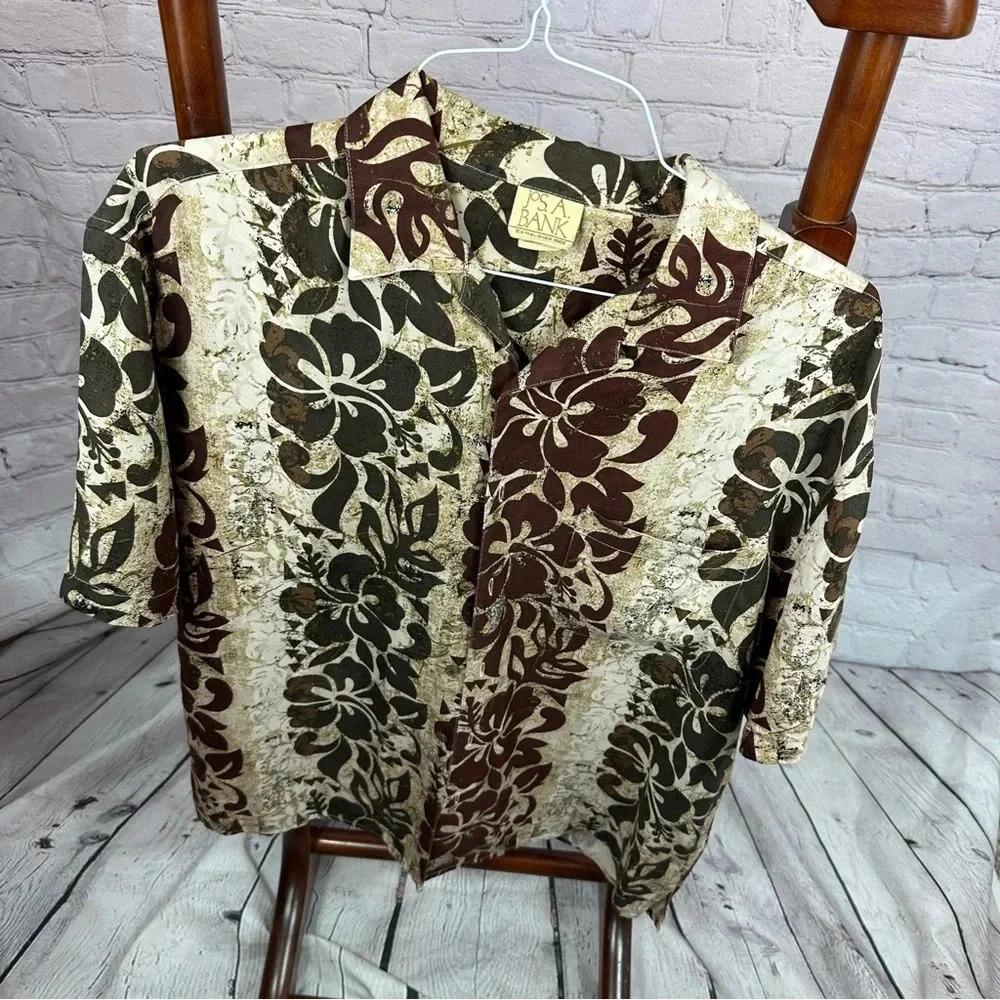men's jos. a. bank hawaiian shirt silk large